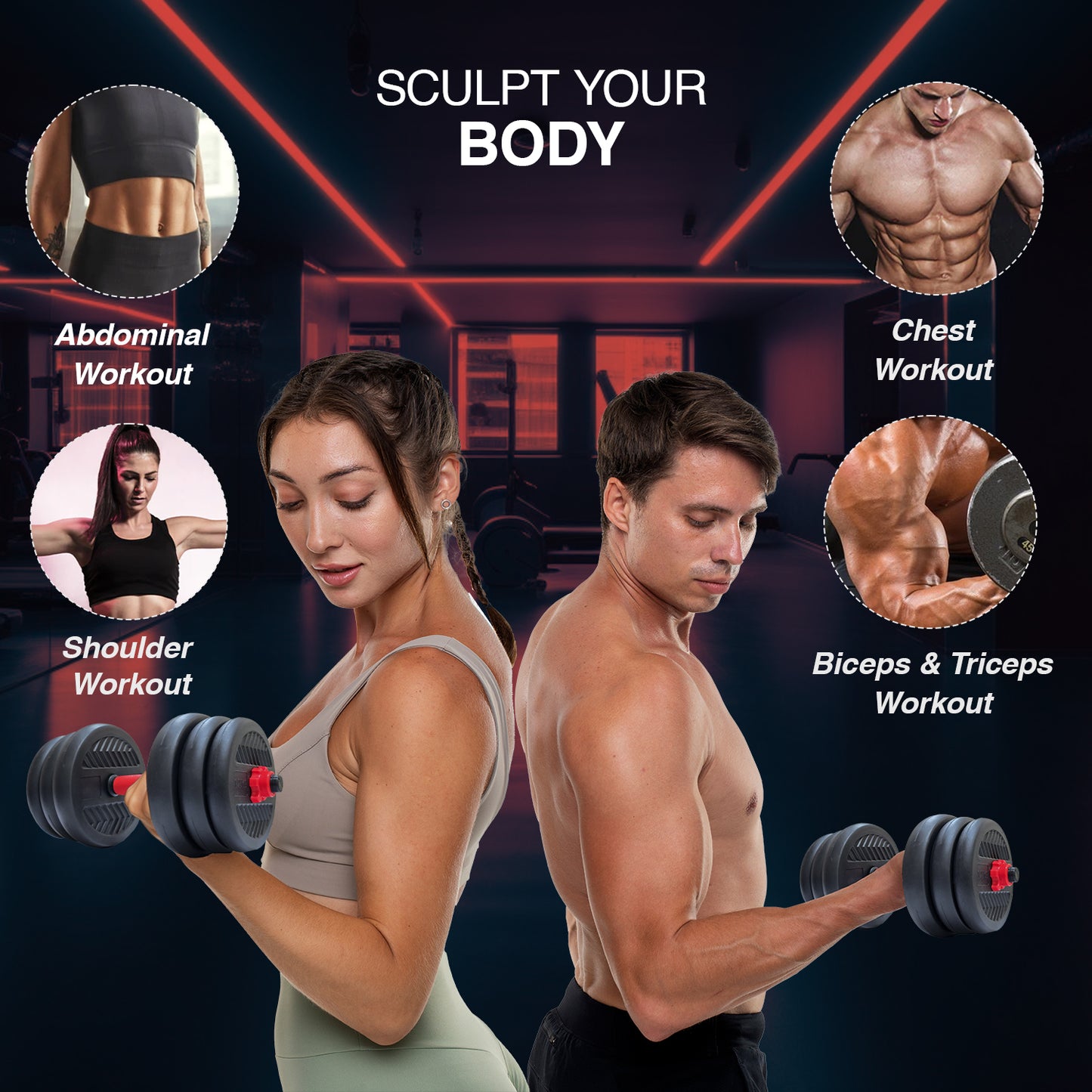 Allure Sphere Adjustable Dumbbell Set 10Kg, 15Kg, 20Kg