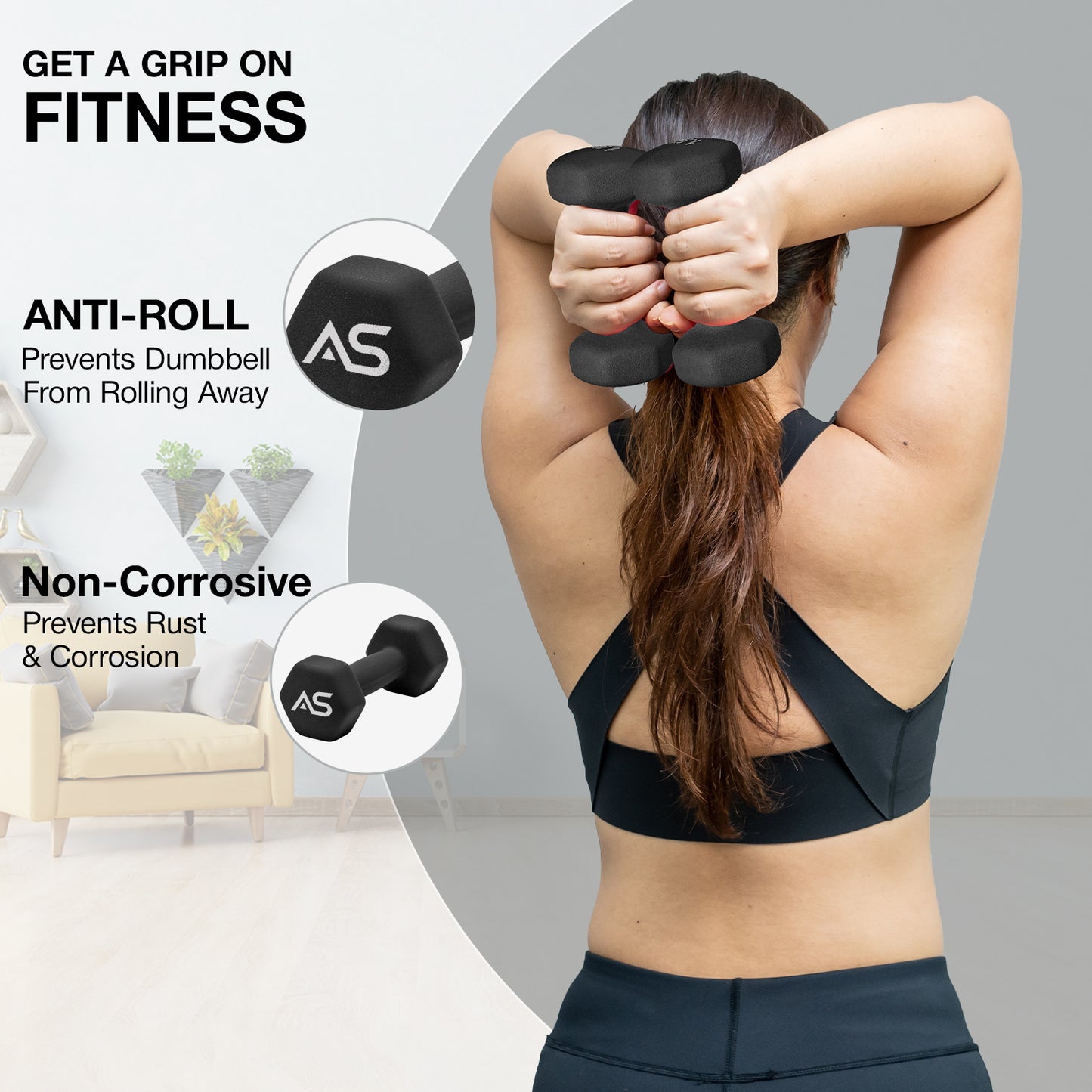 Allure Sphere Neoprene Dumbbell Set 1kg, 10kg in pair