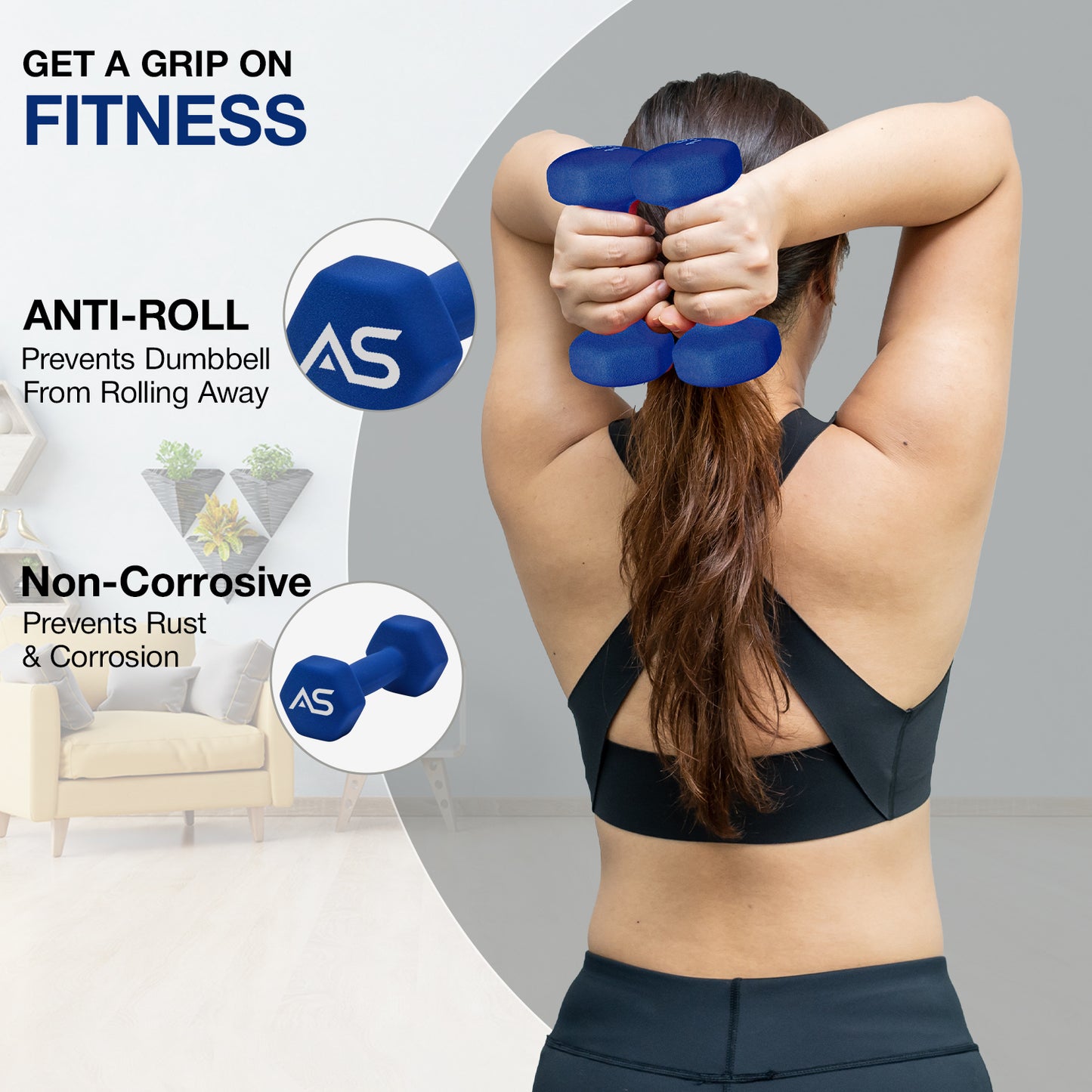 Allure Sphere Neoprene Dumbbell Set 1kg, 10kg in pair