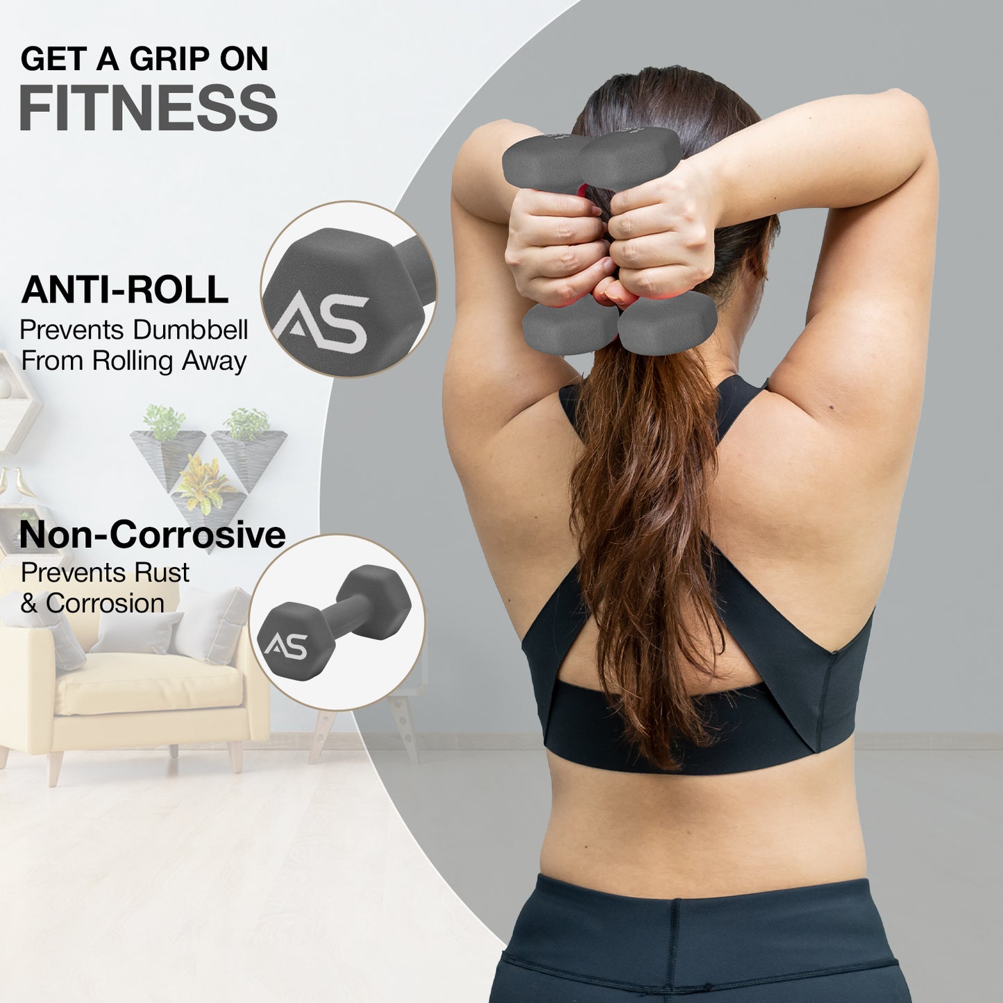Allure Sphere Neoprene Dumbbell Set 1kg, 10kg in pair