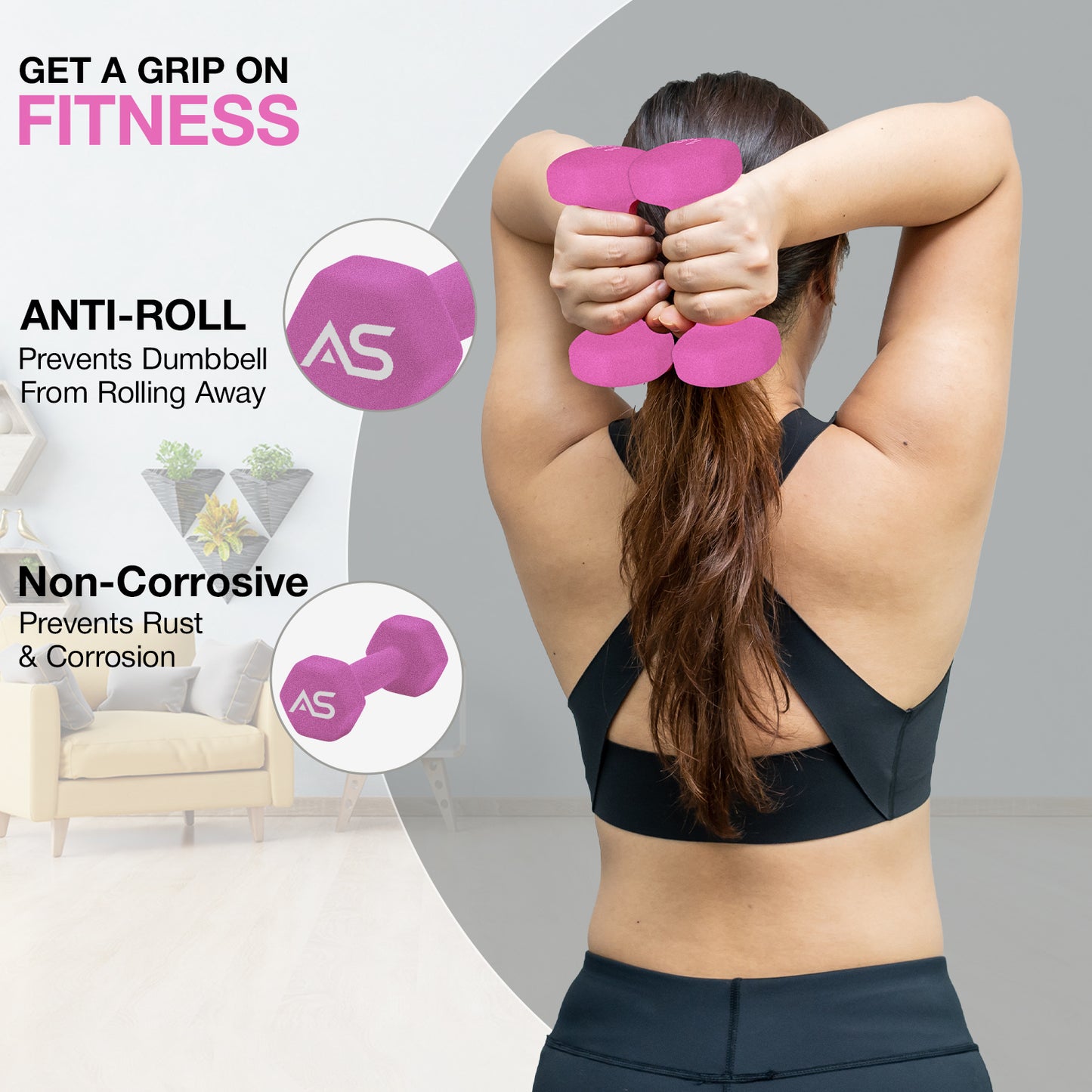 Allure Sphere Neoprene Dumbbell Set 1kg, 10kg in pair