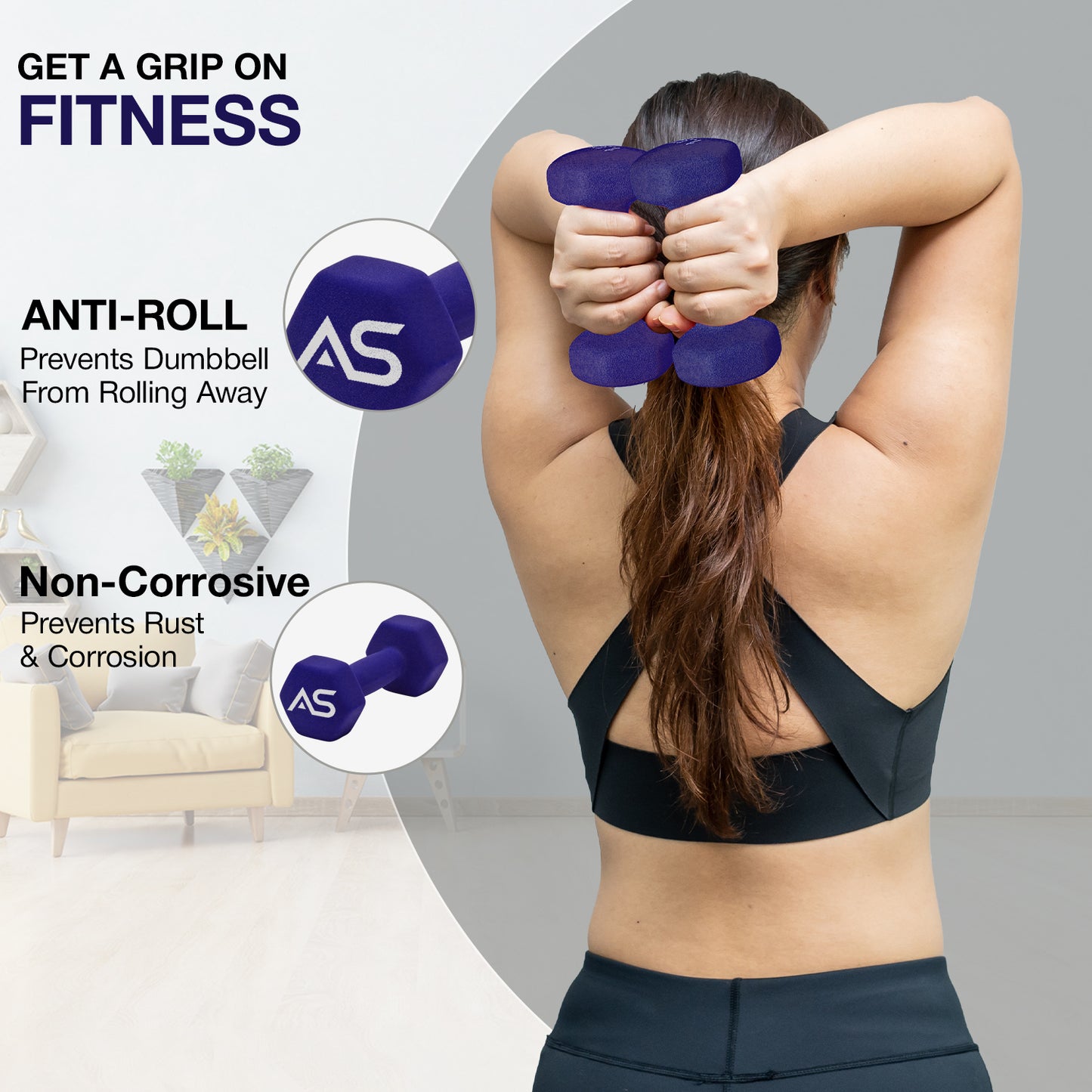 Allure Sphere Neoprene Dumbbell Set 1kg, 10kg in pair