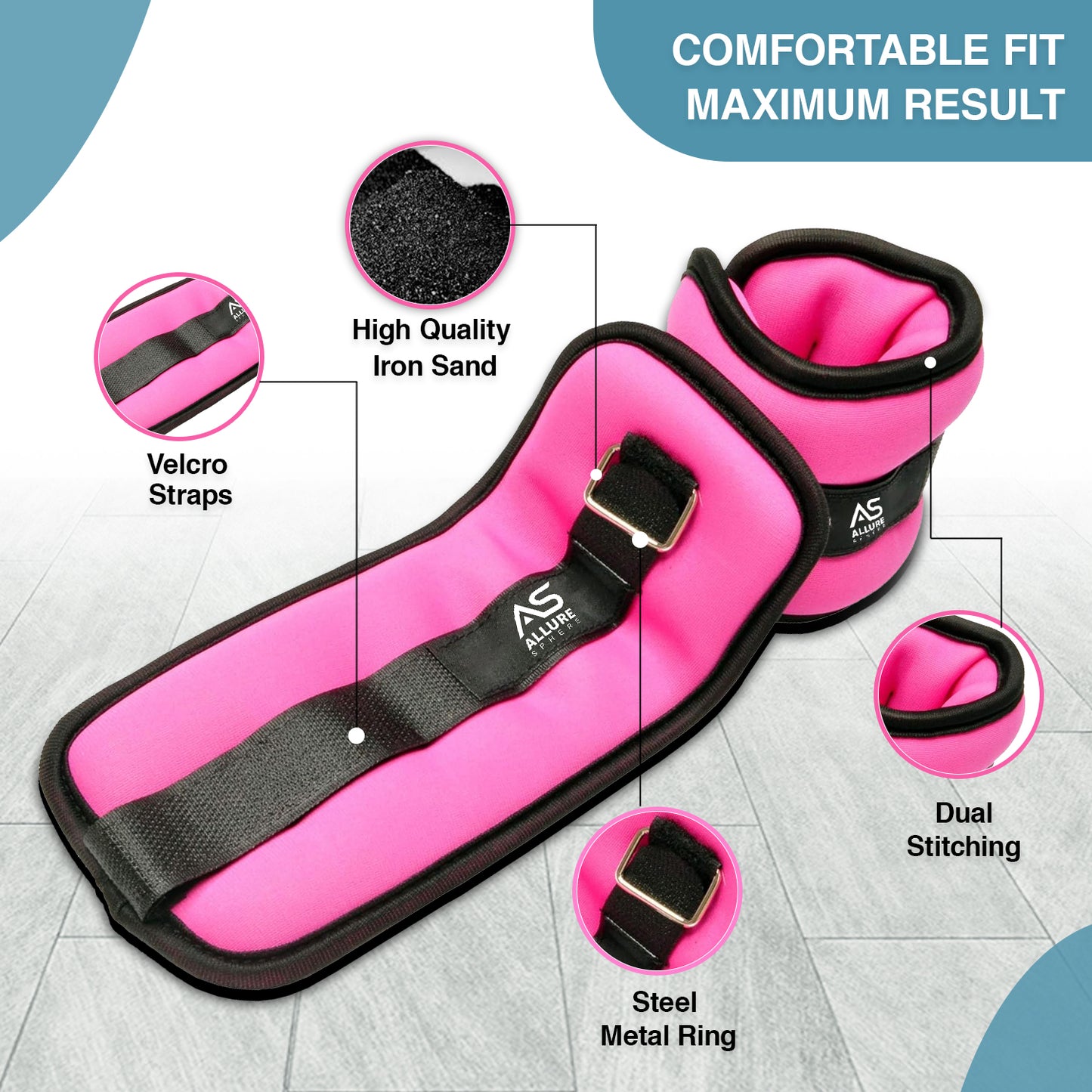 Allure Sphere Neoprene Ankle Weights 0.5Kg, 2.5Kg In Pair
