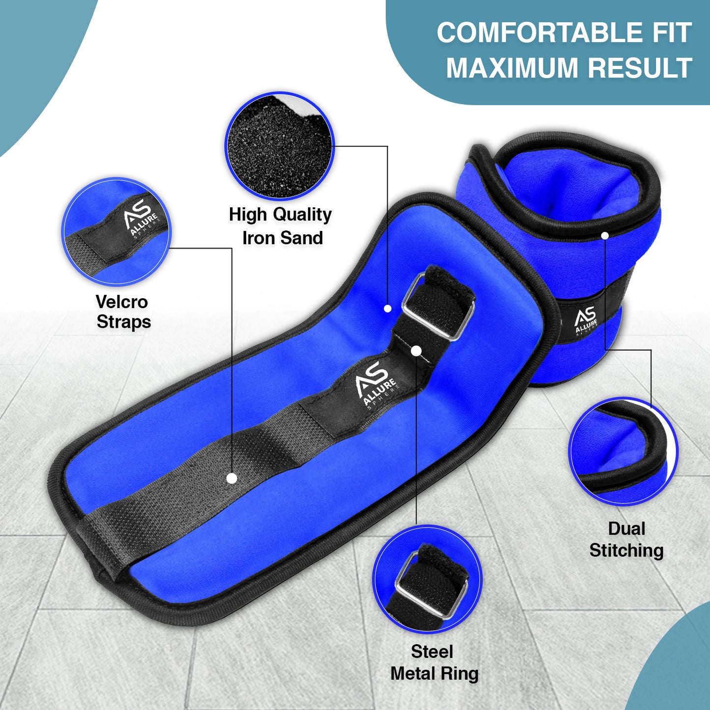 Allure Sphere Neoprene Ankle Weights 0.5Kg, 2.5Kg In Pair