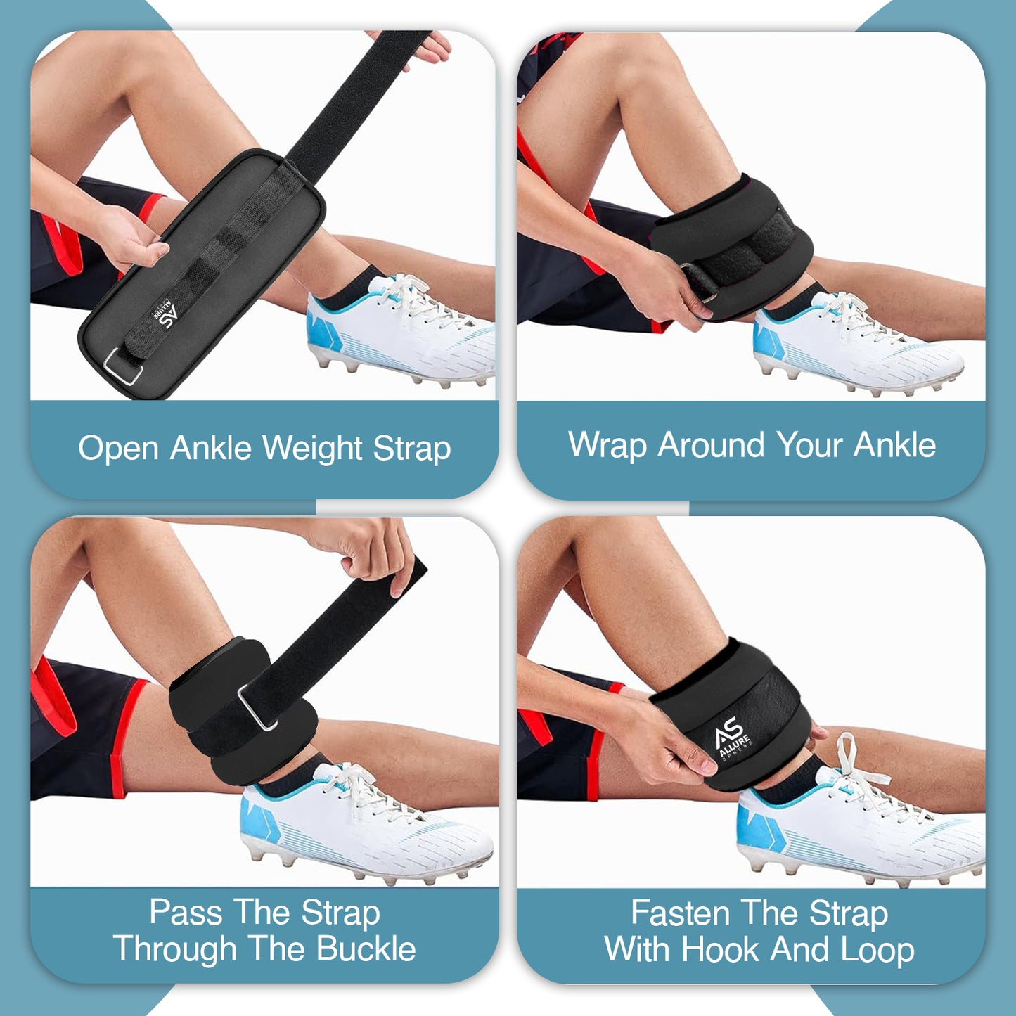 Allure Sphere Neoprene Ankle Weights 0.5Kg, 2.5Kg In Pair