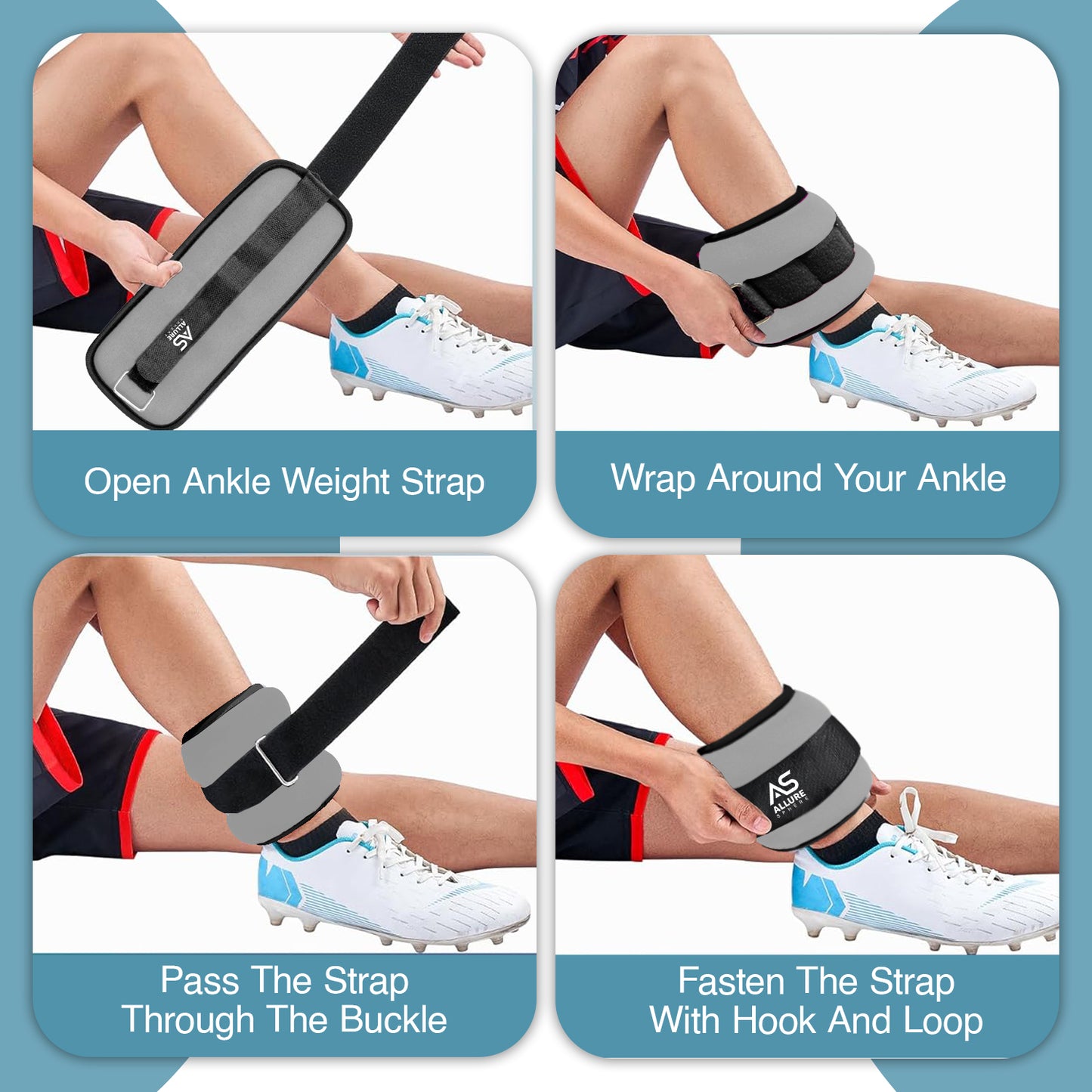 Allure Sphere Neoprene Ankle Weights 0.5Kg, 2.5Kg In Pair