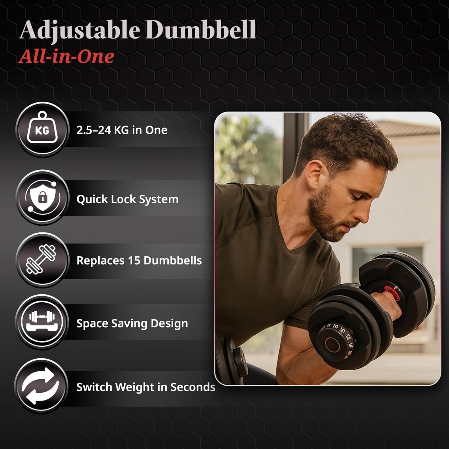 Allure Sphere Adjustable Dumbbells 2.5kg–24kg with Quick Lock System