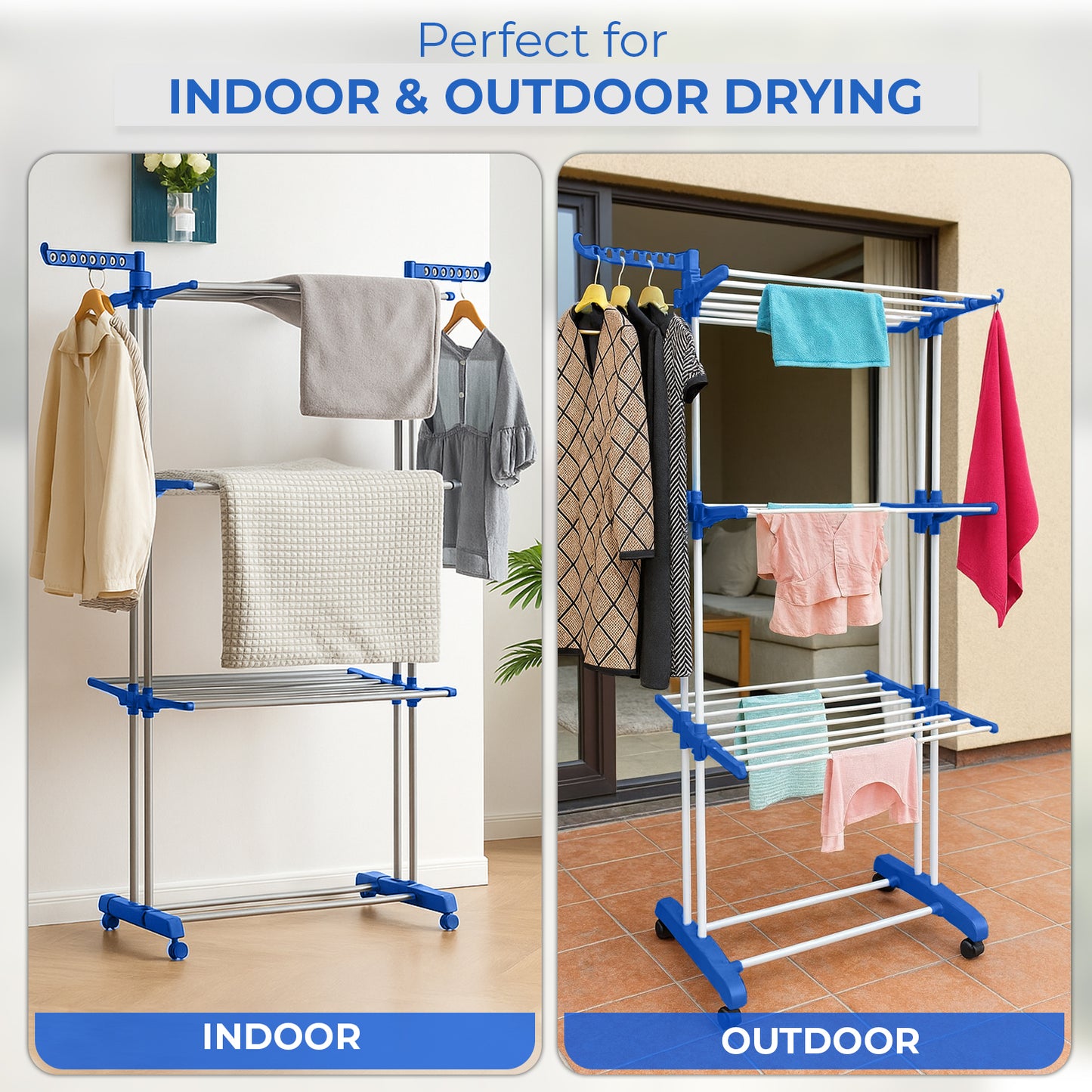 Allure Sphere 3-Tier Foldable Clothes Drying Rack with Wheels