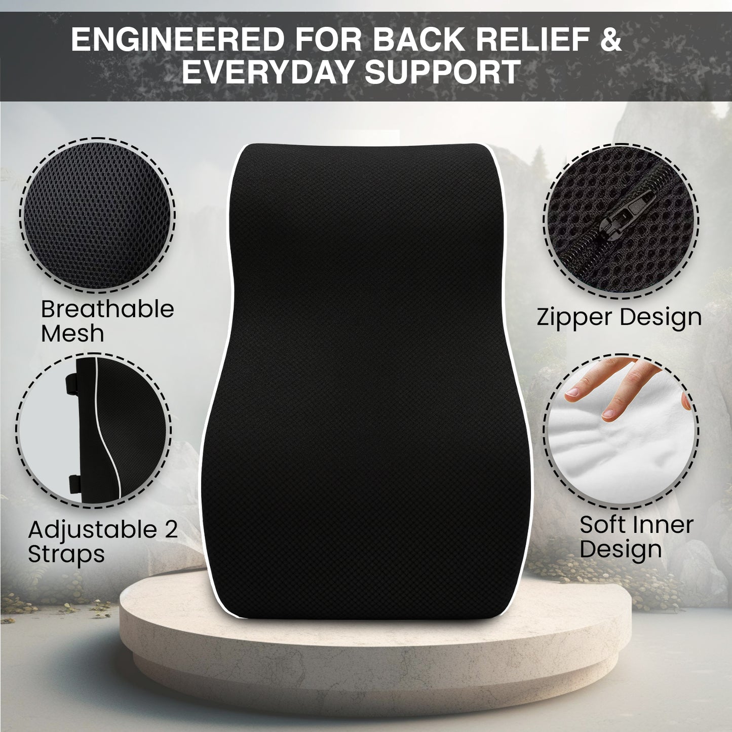 Allure Sphere Lumbar Support Cushion for Office Chair, Car & Home